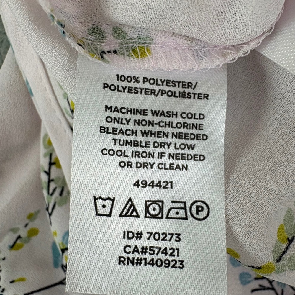 LOFT Womens M Pink Floral Button Down Roll Tab‎ Sleeve Blouse Botanical Career - Picture 9 of 12
